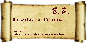 Barbulovics Perenna névjegykártya